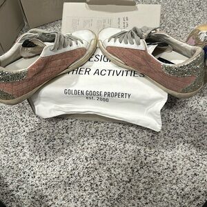 Golden Goose pink and glitter super star classic